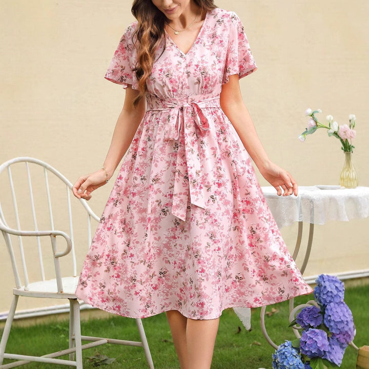 Dame Midi kjole med florale applikationer Stilla