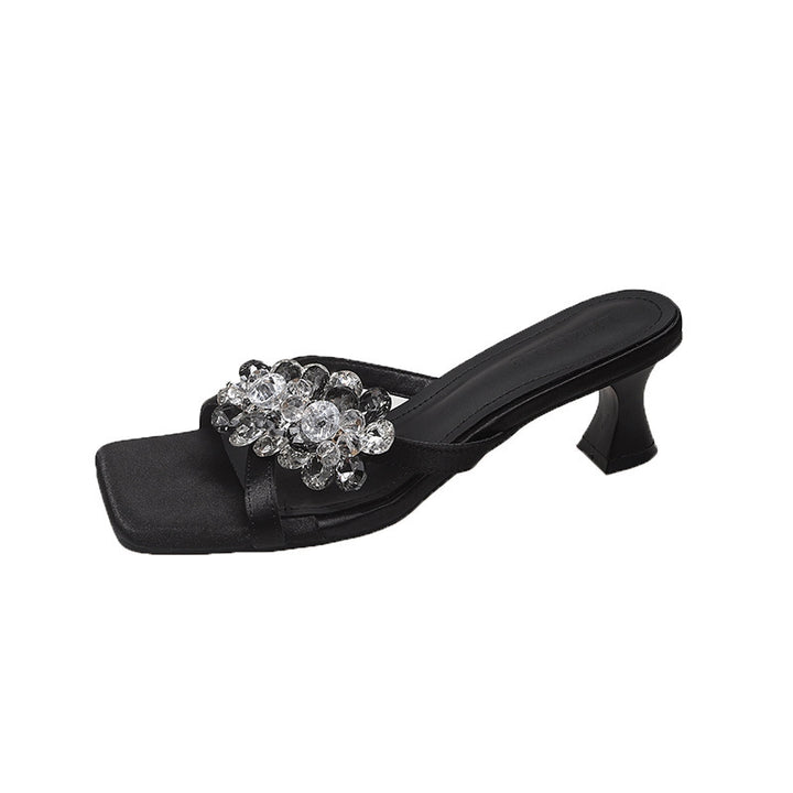 Dame elegante med rhinsten dekoreret Slide-sandaler Stilla