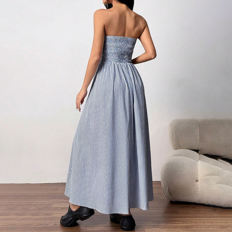 Dame maxikjole med off-shoulder snit og sidelommer Stilla