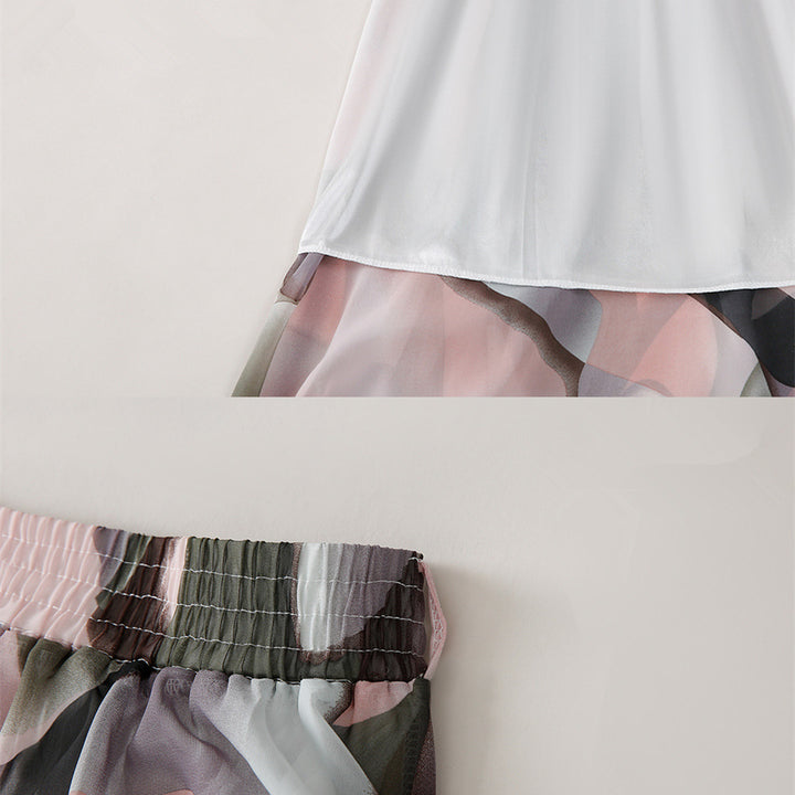 Dame Maxi-nederdel med geometrisk design og elastisk talje Stilla