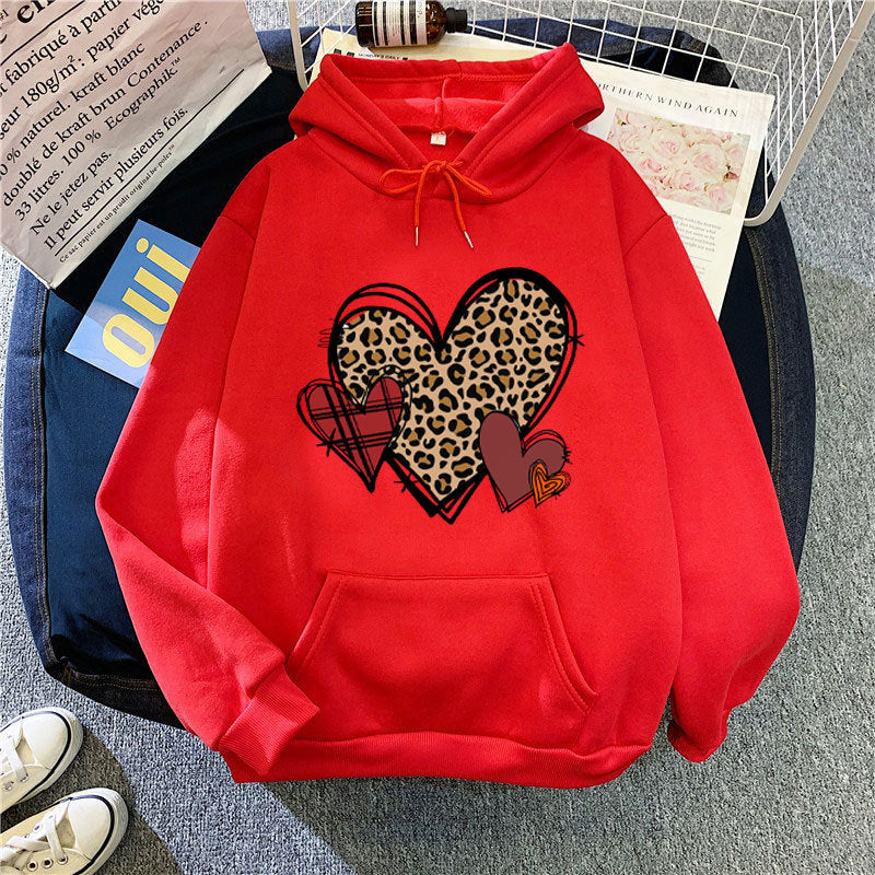 Dame hoodie med legende hjerte mønster Skovae