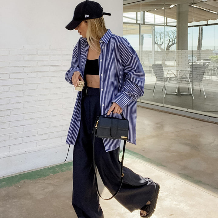 Dame Oversized Skjorte med moderne striber og afslappet snit Stilla