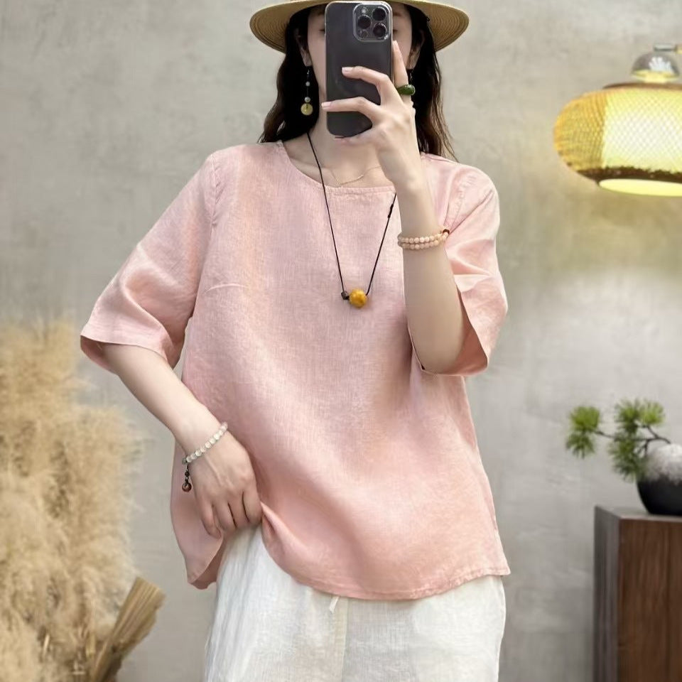 Femme Casual Afslappet Fit Linen Top Stilla