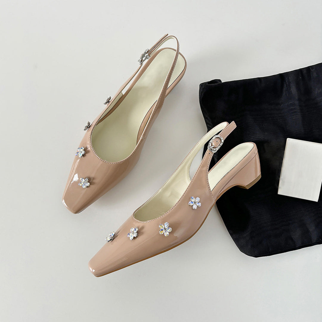Damernes elegante blomsterdekorerede Slingback-hæle Stilla