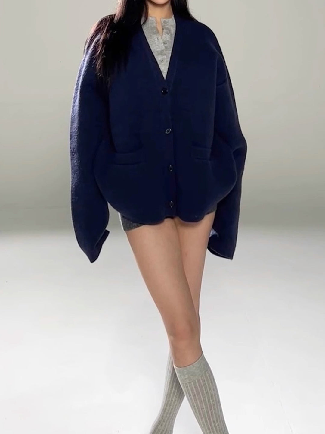 Damer Behagelig Oversized Strikfrakke Stilla