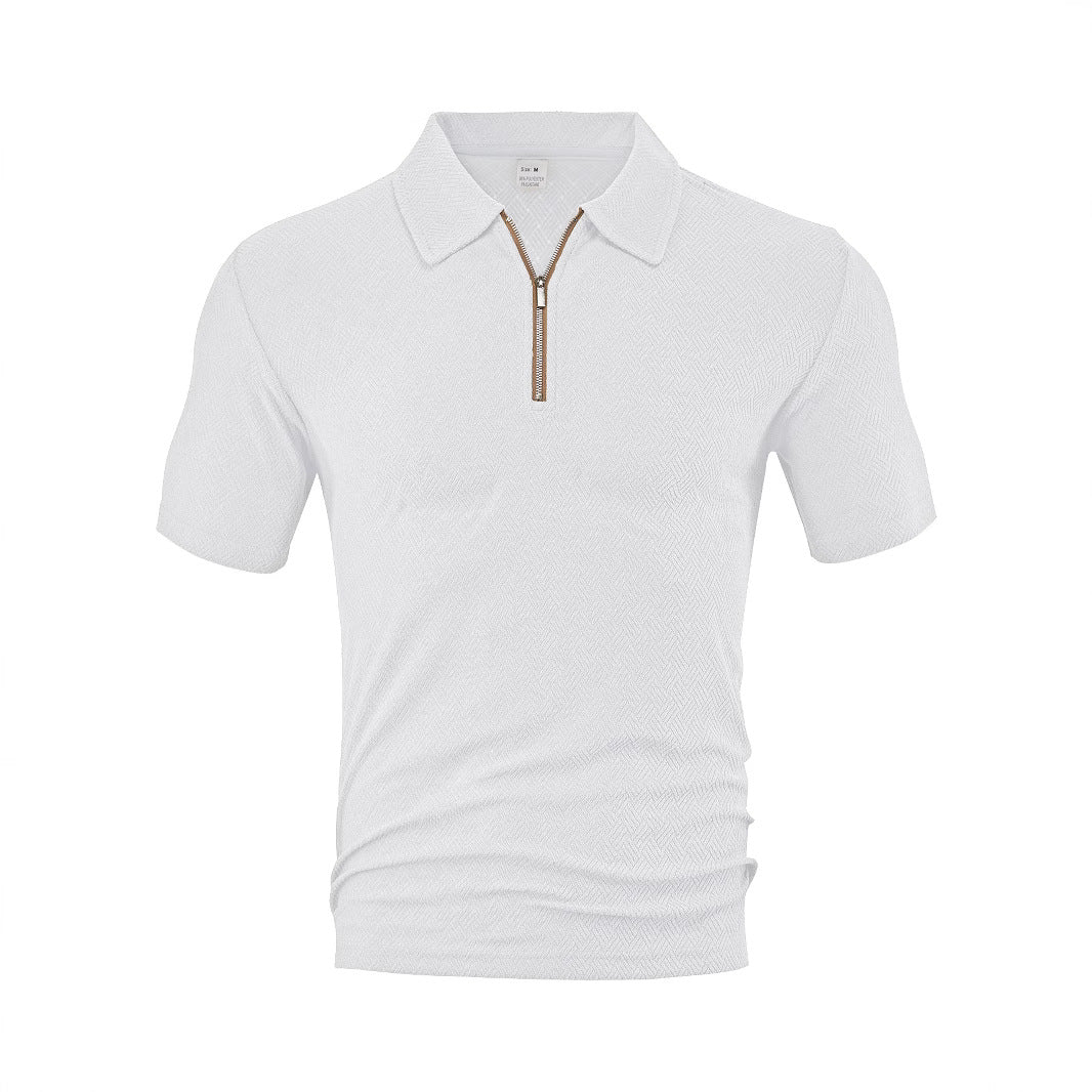 Herrer Polo-Shirt med elegant lynlås og struktureret design Stilla