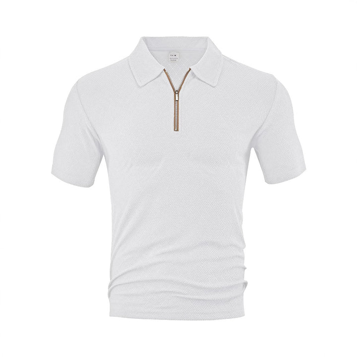 Herrer Polo-Shirt med elegant lynlås og struktureret design Stilla