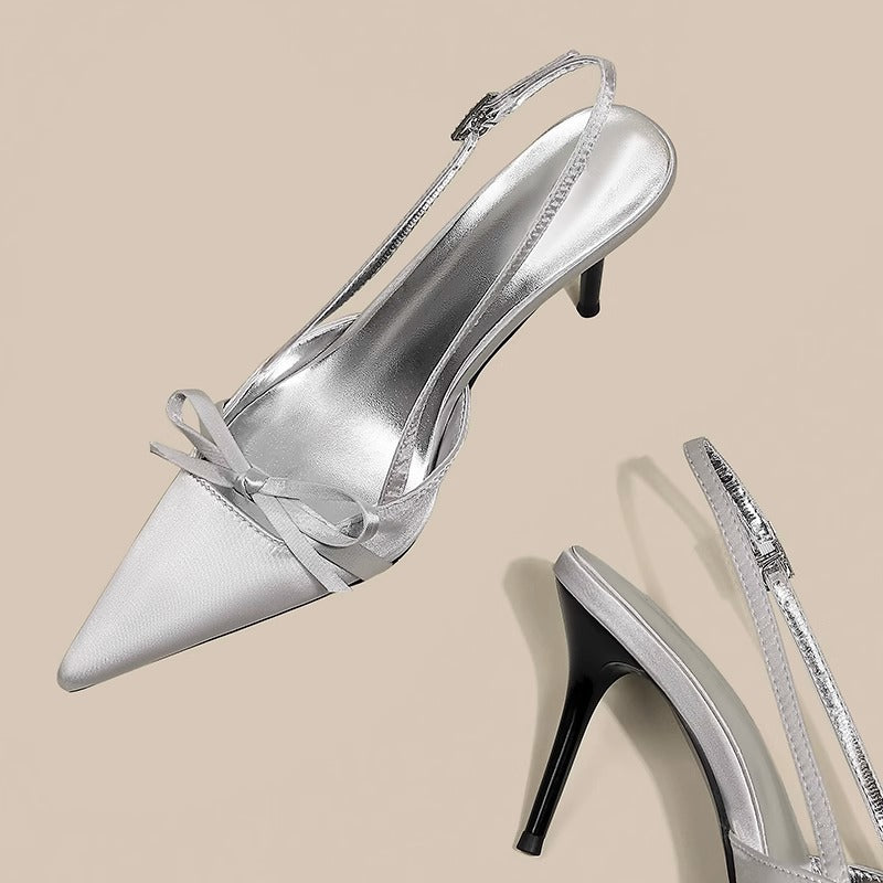 Dame Slingback-hæle med spids tåområde og elegant sløjfedetail Stilla