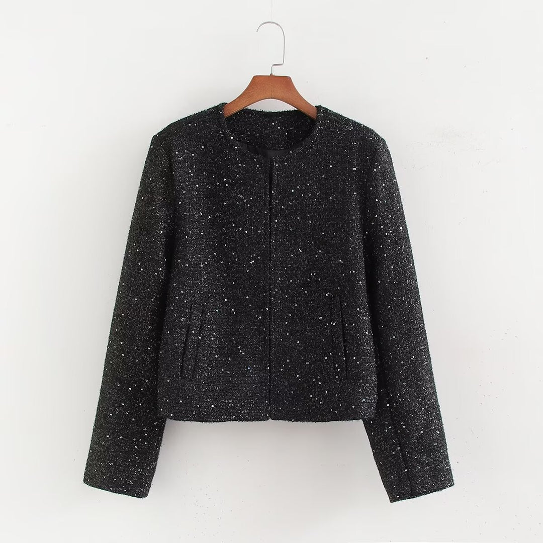 Femme Teksturiseret Funklende Crop-Jakke Stilla