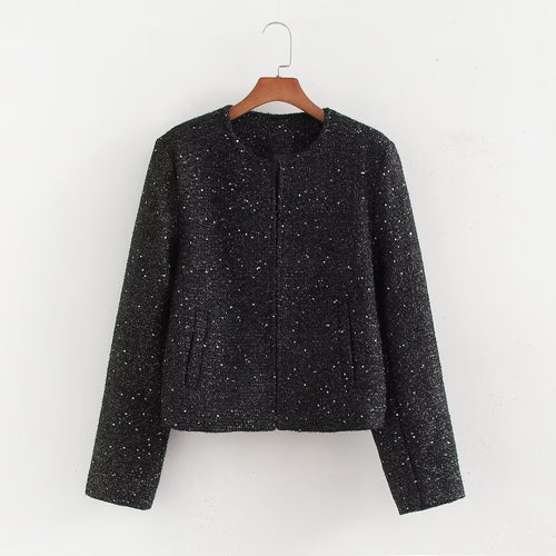 Femme Teksturiseret Funklende Crop-Jakke Stilla