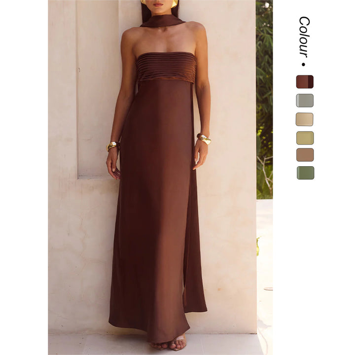 Kvinder Elegant Maxi Kjole med Off-Shoulder Design og Slank Top