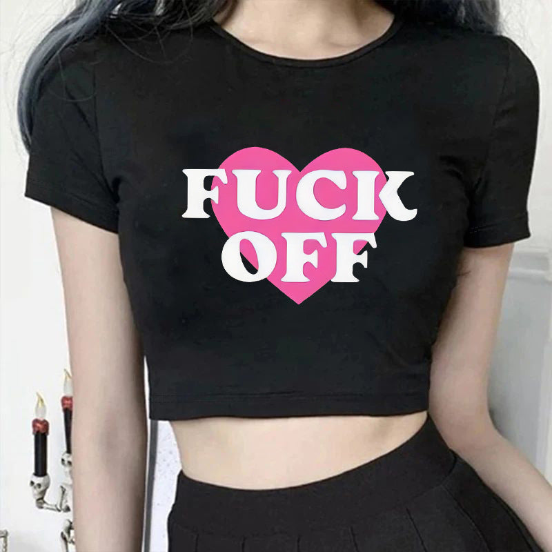 Dame figursyet kortærmet T-shirt med legesygt tryk Skovae