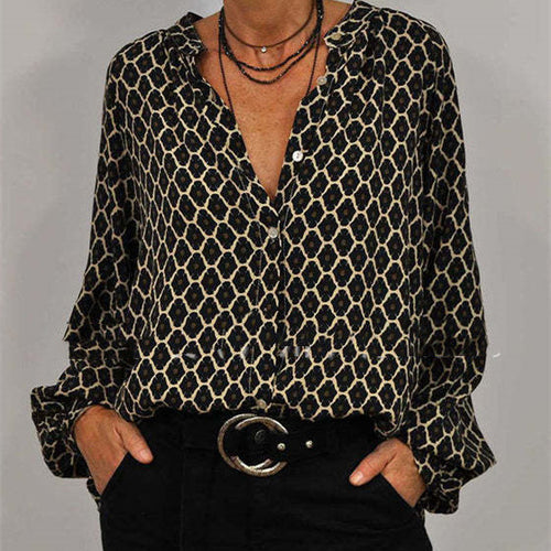 Dame elegant skjorte med moderne geometrisk design Stilla