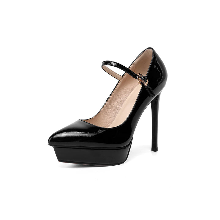 Femme Classic Læder Mary Jane Pumps med Stiletto- og Plateau-design Stilla