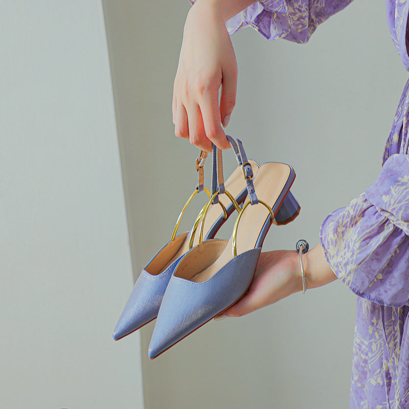 Femme Elegante Slingback-hæle med Unik Geometrisk Blokhæl Stilla