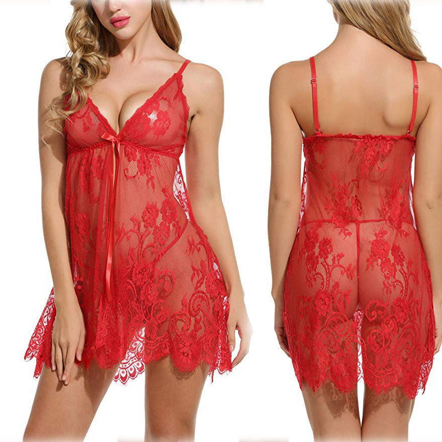 Damer gennemsigtig blomster dantel Babydoll nattøj Stilla