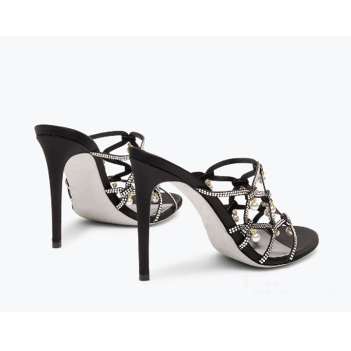 Femme High-Style Strappy High-Heels Sandaler med perle- og strassdetaljer Stilla