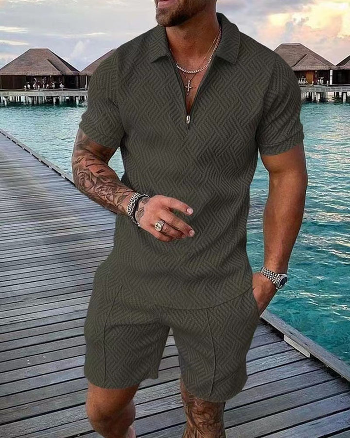 Herrer moderigtig kort overall med struktureret design Stilla