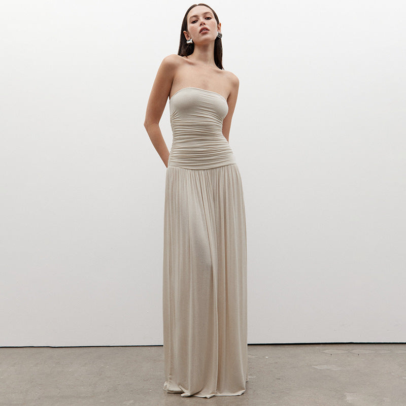 Dame Sommerlig Maxikjole med off-shoulder design og elegant drapering Skovae