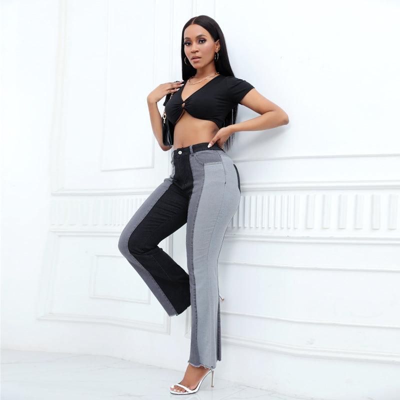 Dame High-Waist Flared Jeans med kreativ farvedesign og figurvenlig pasform Stilla