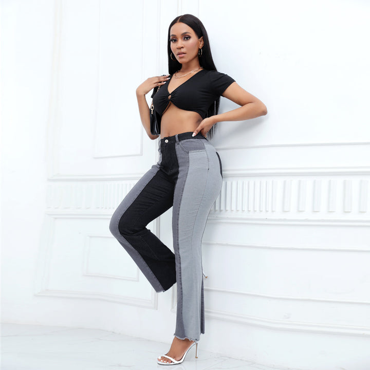 Dame High-Waist Flared Jeans med kreativ farvedesign og figurvenlig pasform Stilla