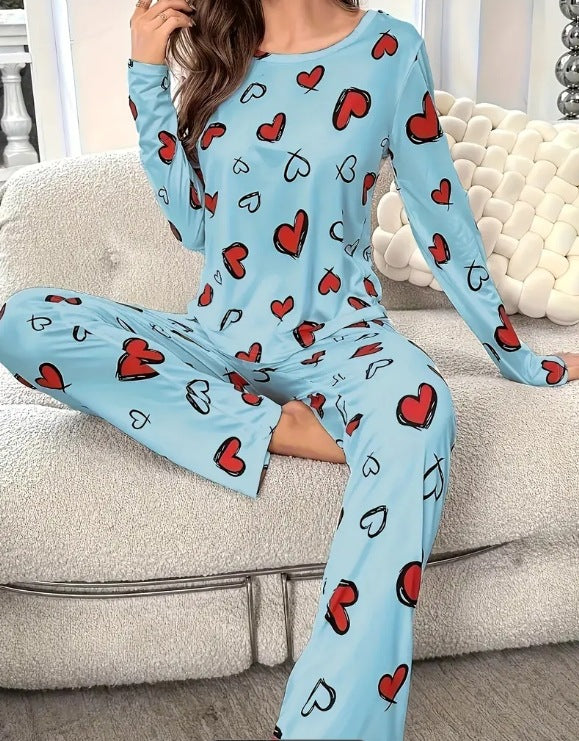 Dame pyjamasæt med hjerte motiv Stilla