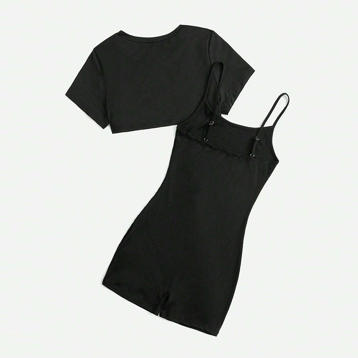 Kvindernes Cropped Top og Shorts Jumpsuit Sæt Stilla