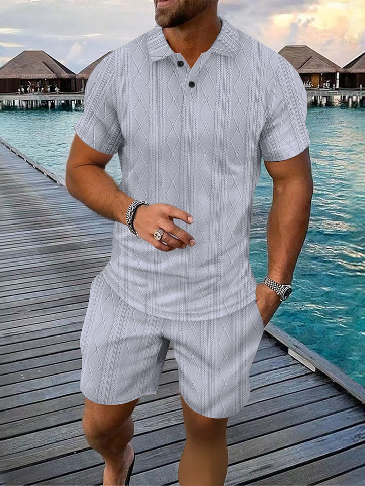 Herre Poloshirt med struktureret design og kort shorts Stilla