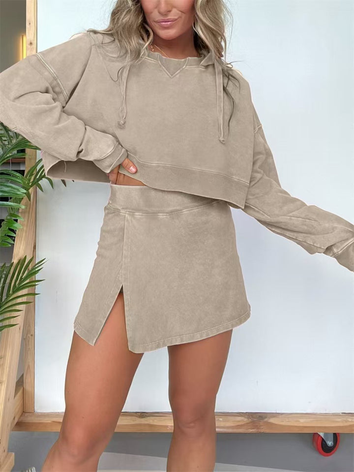 Dame Crop-Top og Mini-Nederdel Sæt Stilla