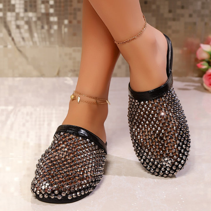 Dame Glamourøse Strass-Flat-Slipper Stilla