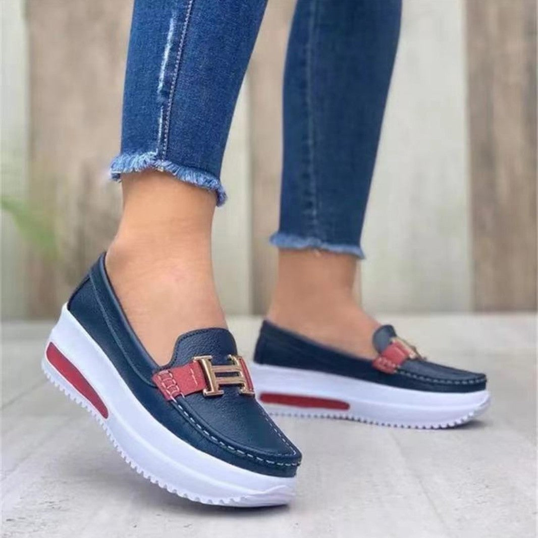 Dame Komfortable Slip-On Sko med mode Korkeffekt og fleksibel sål Stilla