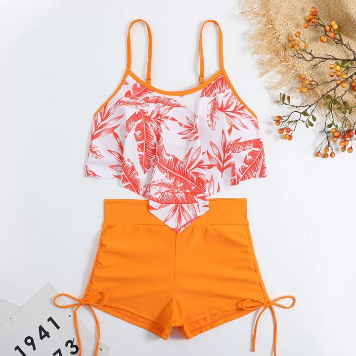 Dame Tankini-sæt med blomsteroberdel og komfortable shorts Stilla