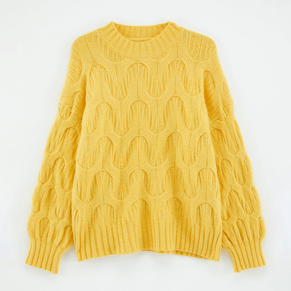 Damer Stilfuld Strik Sweater med Unikt Bølge Mønster Stilla