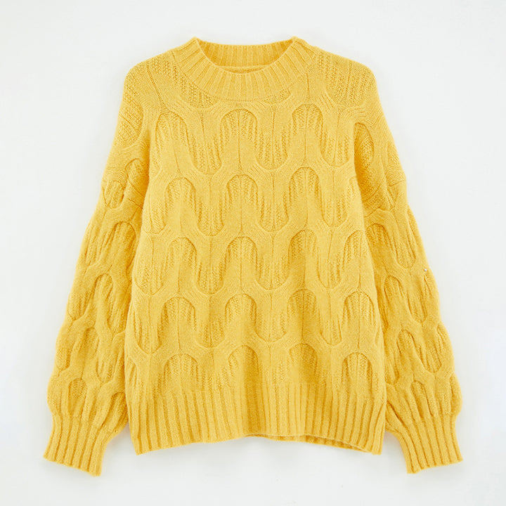 Damer Stilfuld Strik Sweater med Unikt Bølge Mønster Stilla