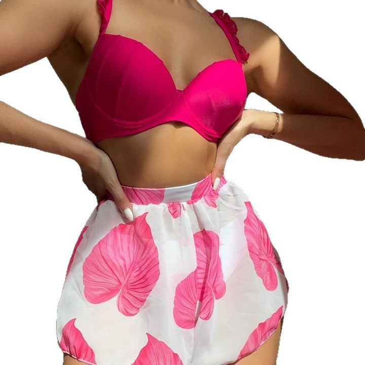 Dame Bikini-sæt med ruffle detaljer og flydende nederdel Skovae