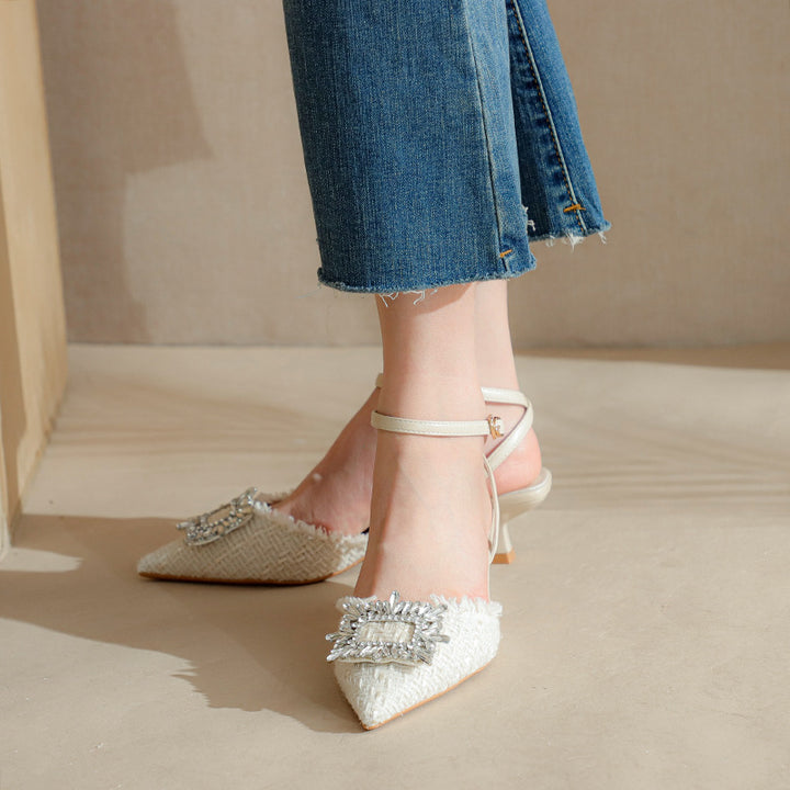 Dame elegante spidse slingback-hæle med krystalfunktion detalje Stilla