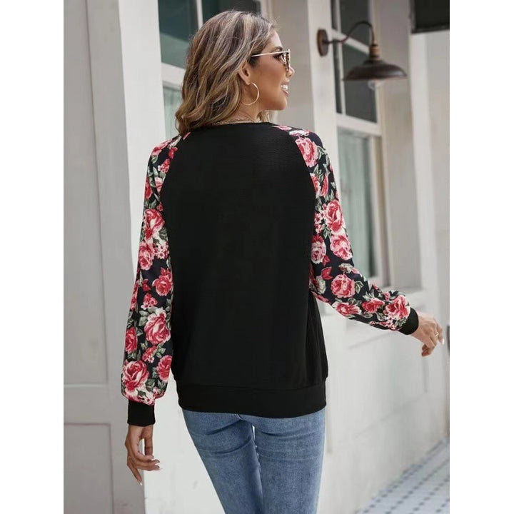 Dame Floral Ærme Pullover Sweatshirt Stilla