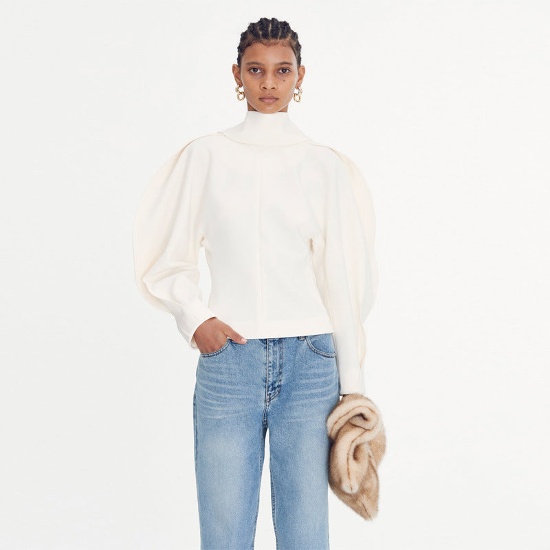 Dame elegant oversized jakke med højt krave og moderne detaljer Stilla