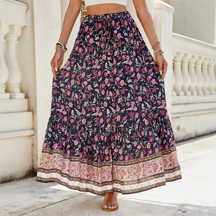 Damer Bohemian Blomstret Print Maxi Nederdel Stilla