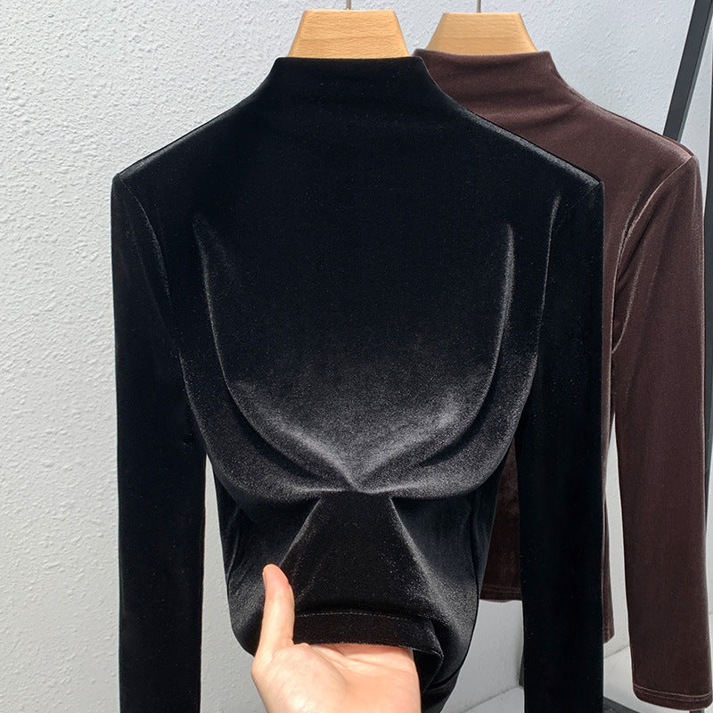 Damer elegant top med luksuriøs velour og draperede detaljer Stilla