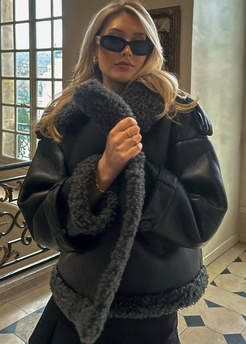 Stilla | Shearling-foret Pilotjakke