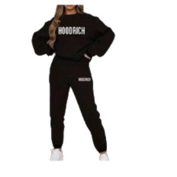 Kvinders casual sæt af sweater og joggers med sporty tryk Skovae