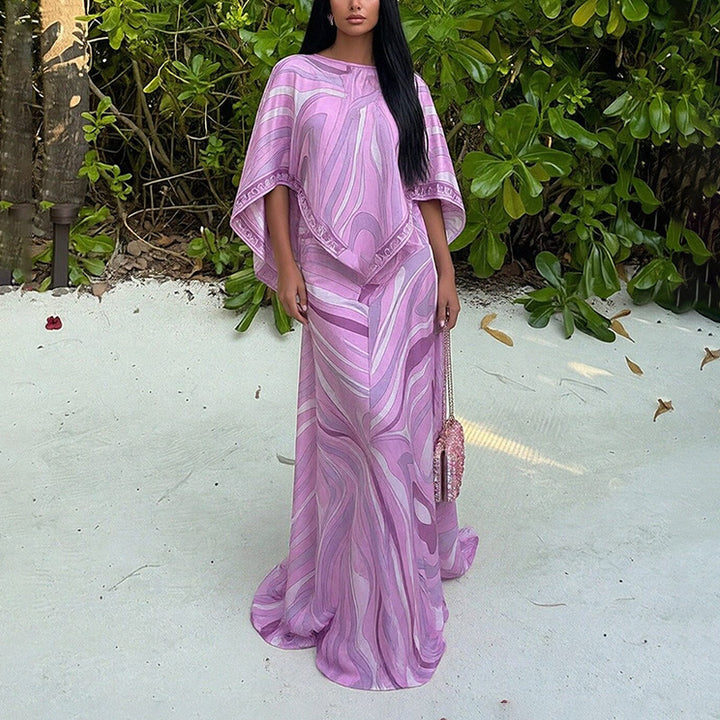 Kvinders Plus Size Maxi Kjole med Flydende Snit og Asymmetrisk Design Stilla