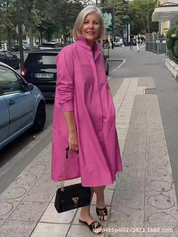 Dame Elegant og afslappet skjorte kjole med lommer Stilla