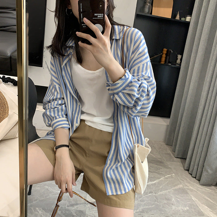 Damer casual stribet jakke i let materiale Stilla
