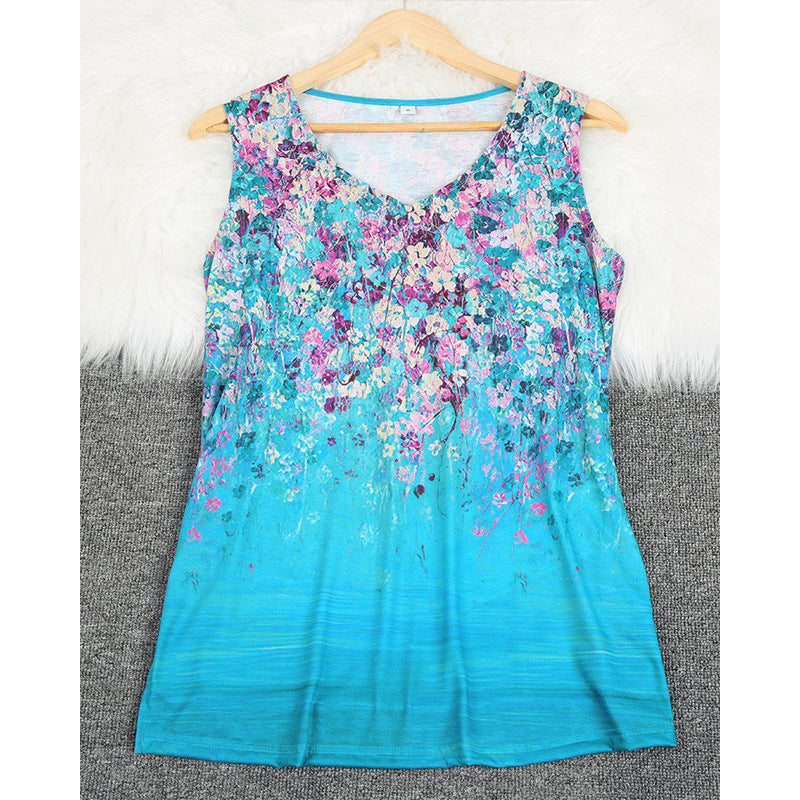 Dame blomstermønster V-hals tanktop Stilla