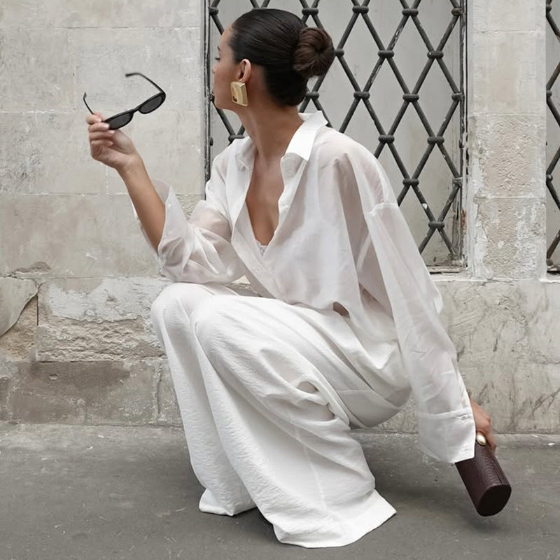 Damernes Gennemsigtig Bluse med elegant snit og moderne akcenter Stilla
