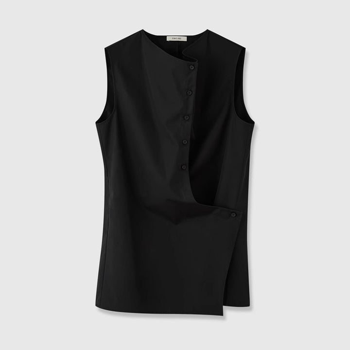 Kvinder Elegant Ærmeløs Skjorte med Asymmetrisk Snit Stilla