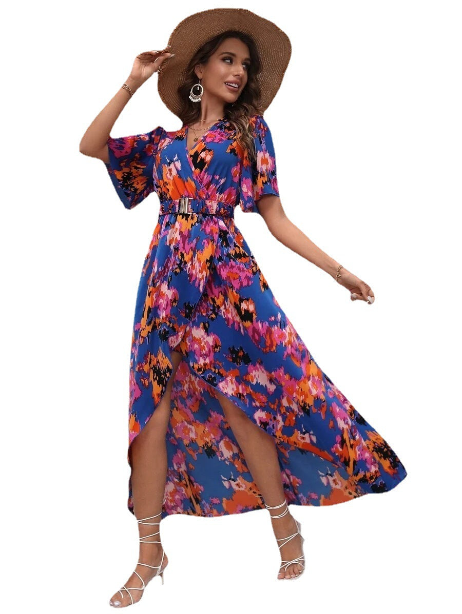 Kvinder Bohemian Floral Maxi Kjole med Sideslids Stilla