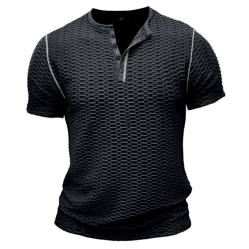 Herrer moderigtig kortærmet Henley skjorte med struktureret design Stilla